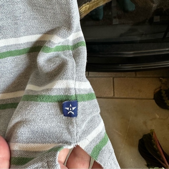 Arizona Jeans Co men’s polo gray green stripe large Y2K vintage - Picture 5 of 9